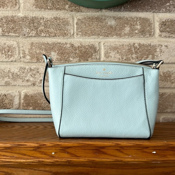Kate Spade pebbled leather small crossbody bag Robins Egg Blue/Tiffany Blue - Picture 2 of 12